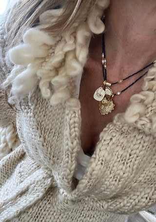 Balance and Communication- Lapis Lazuli Pearl Wrap Bracelet - Necklace