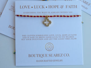 Ashlyn Clover Cord Bracelet - Love • Luck • Hope & Faith