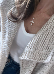 Diamond Cross - Petite Figaro Link Necklace