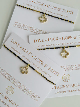 Infinite Luck - Abigail Clover Bracelet - Black & Gold