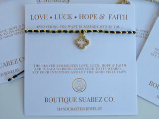 Ashlyn Clover Cord Bracelet - Love • Luck • Hope & Faith