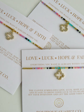 Infinite Luck - Abigail Clover Bracelet - Pink Multi