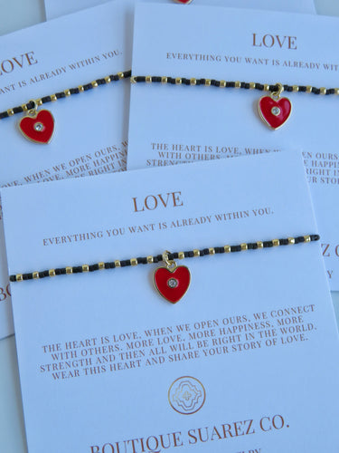 Ashlyn Red Heart Bracelet - Love