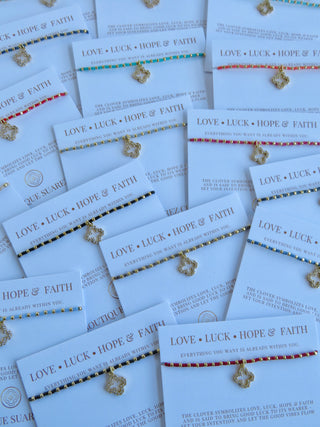 Ashlyn Clover Cord Bracelet - Love • Luck • Hope & Faith