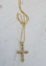 Load image into Gallery viewer, Diamond Cross - Petite Figaro Link Necklace
