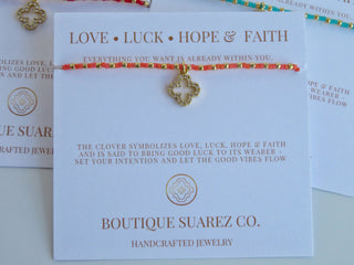 Ashlyn Clover Cord Bracelet - Love • Luck • Hope & Faith