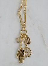 Load image into Gallery viewer, Clover, Hamsa, Evil Eye &amp; Initial Charm Cluster - Figaro
