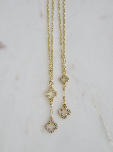Diamond Double Clover  Extension Necklace - love • luck • hope & faith