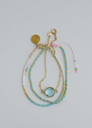 Aqua Crystal Shimmer - Beaded Wrist Stack