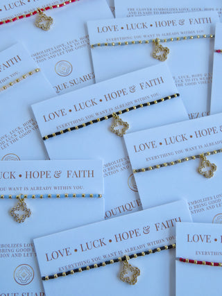 Ashlyn Clover Cord Bracelet - Love • Luck • Hope & Faith