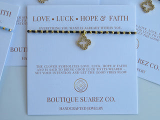 Ashlyn Clover Cord Bracelet - Love • Luck • Hope & Faith