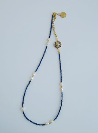 Enlightened - Lotis Lapis Lazuli Pearl Wrap Bracelet - Necklace