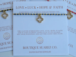 Ashlyn Clover Cord Bracelet - Love • Luck • Hope & Faith