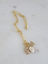 Load image into Gallery viewer, Hamsa Double Initial Bracelet - Figaro Link