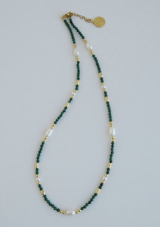 Beaded Malachite Pearl Wrap Bracelet - Necklace