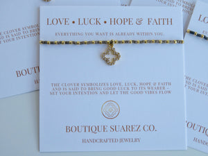 Ashlyn Clover Cord Bracelet - Love • Luck • Hope & Faith