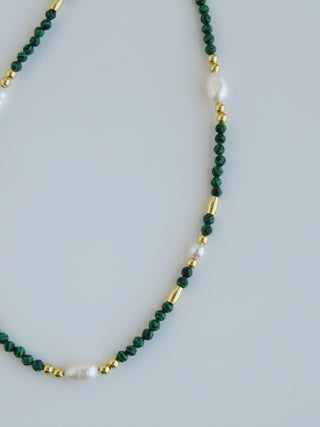 Beaded Malachite Pearl Wrap Bracelet - Necklace