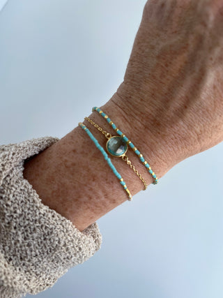 Aqua Crystal Shimmer - Beaded Wrist Stack
