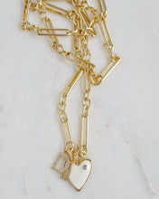 Load image into Gallery viewer, Heart &amp; Two Diamond Initials Necklace - Figaro Chain