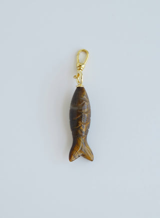 Tigers Eye Fish Charm on Swivel Clasp