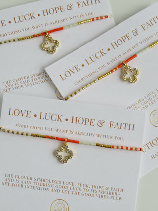 Infinite Luck - Abigail Clover Bracelet- Tangerine
