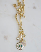 Load image into Gallery viewer, Santorini Evil Eye Charm Cluster Necklace - Figaro