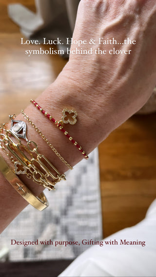 Ashlyn Clover Cord Bracelet - Love • Luck • Hope & Faith