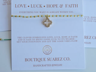 Ashlyn Clover Cord Bracelet - Love • Luck • Hope & Faith