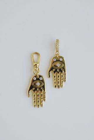 Hamsa Evil Eye Pendant- Hinged Clasp