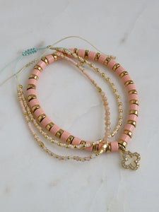 Aura Clover Beaded Bracelets - Pink