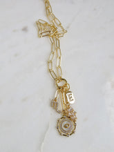 Load image into Gallery viewer, Zodiac Evil Eye Hamsa Celestial Charm Cluster Necklace - Clip