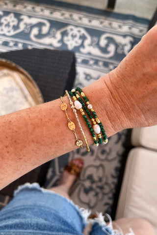 Beaded Malachite Pearl Wrap Bracelet - Necklace