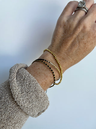 Black Shimmer - Beaded Wrist Stack