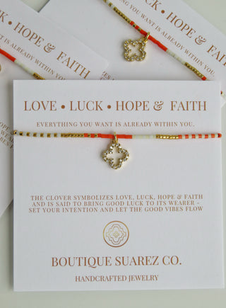 Infinite Luck - Abigail Clover Bracelet- Tangerine