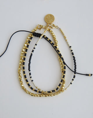 Black Shimmer - Beaded Wrist Stack