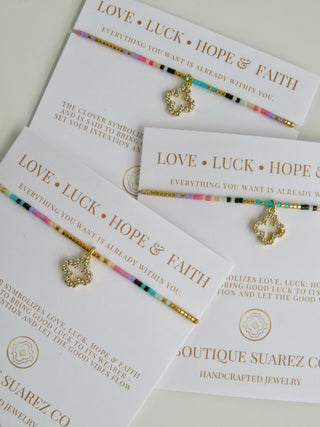 Infinite Luck - Abigail Clover Bracelet - Pink Multi