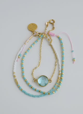 Aqua Crystal Shimmer - Beaded Wrist Stack