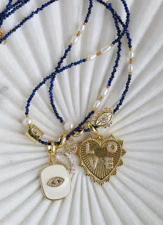 Balance and Communication- Lapis Lazuli Pearl Wrap Bracelet - Necklace