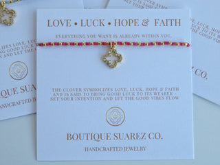 Ashlyn Clover Cord Bracelet - Love • Luck • Hope & Faith