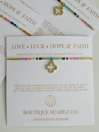 Infinite Luck - Abigail Clover Bracelet - Pink Multi