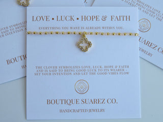 Ashlyn Clover Cord Bracelet - Love • Luck • Hope & Faith