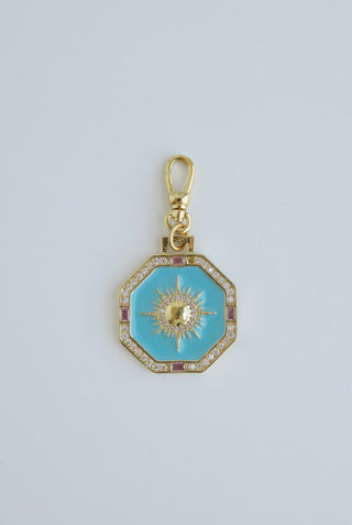 Turquoise Ray of Light Sun Pendant - Swivel Clasp