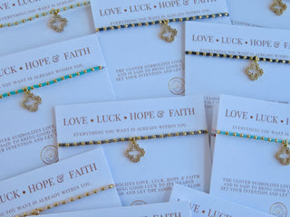 Ashlyn Clover Cord Bracelet - Love • Luck • Hope & Faith