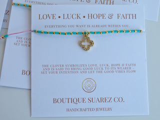 Ashlyn Clover Cord Bracelet - Love • Luck • Hope & Faith