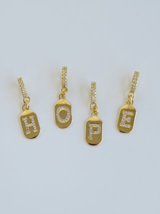 Diamond Initial Tag Charm with Diamond Clasp