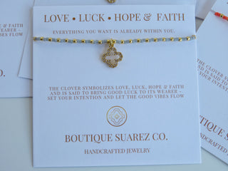 Ashlyn Clover Cord Bracelet - Love • Luck • Hope & Faith