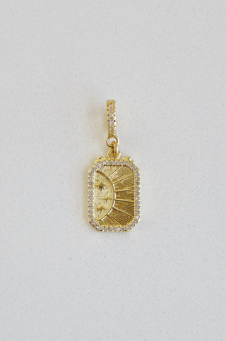 Diamond Sun Tag Charm on Diamond Hinged Clasp