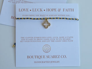 Ashlyn Clover Cord Bracelet - Love • Luck • Hope & Faith