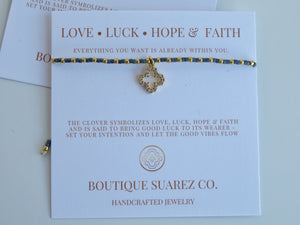 Ashlyn Clover Cord Bracelet - Love • Luck • Hope & Faith