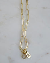Load image into Gallery viewer, Clover &amp; Initial Tag Necklace - Clip Chain